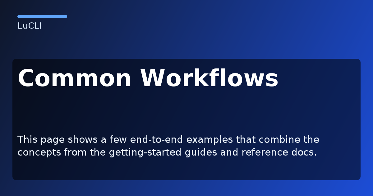 Common Workflows - LuCLI Documentation